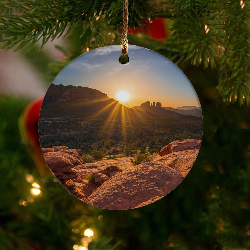 Cathedral Rock Sedona Sunset Ornament by Chris Whiton