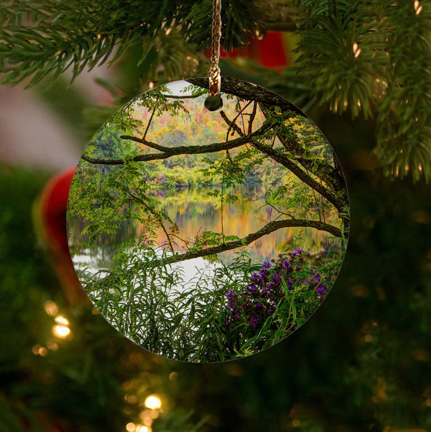 Coffin Pond Autumn Reflections Ornament by Chris Whiton