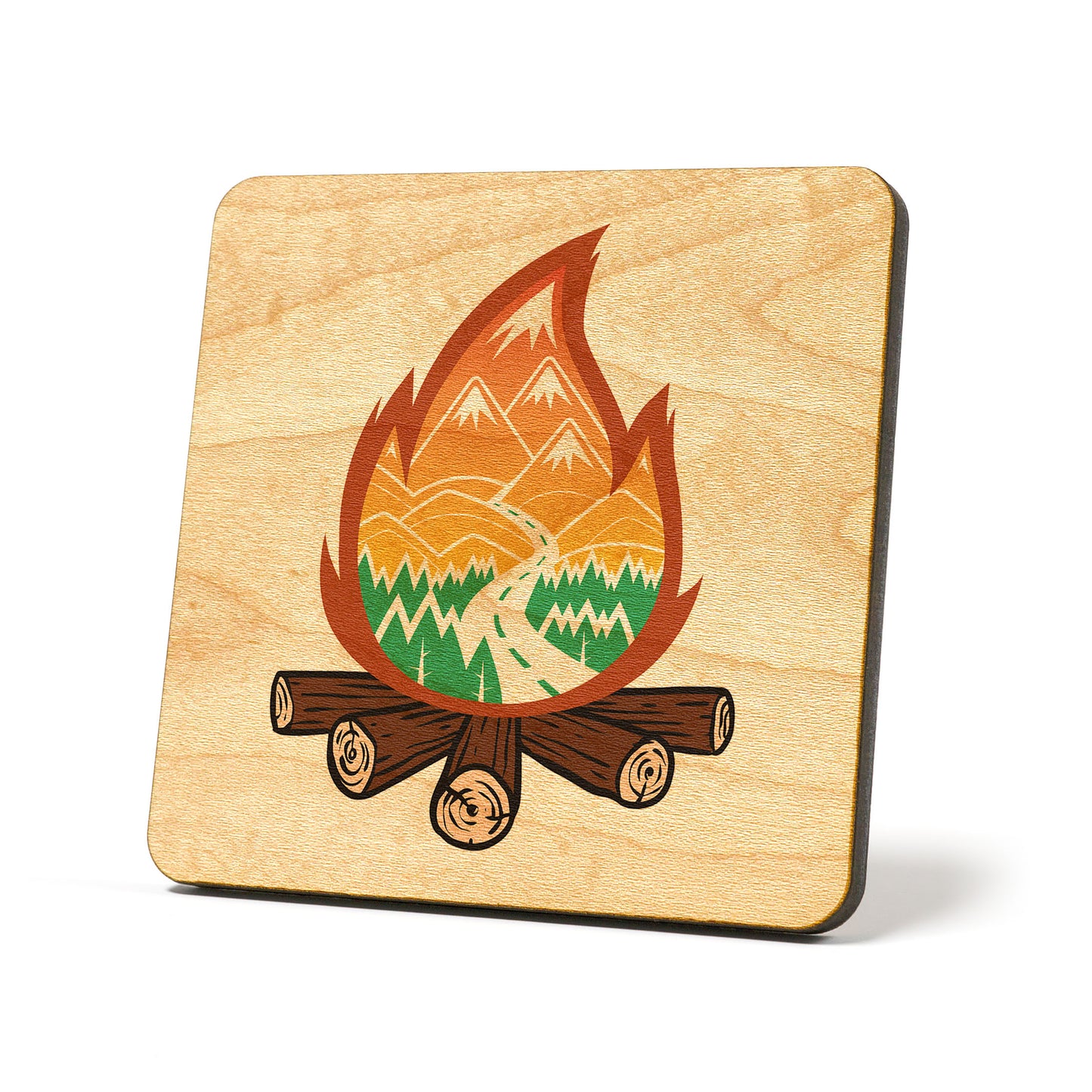 Camping Fire Badge Coaster