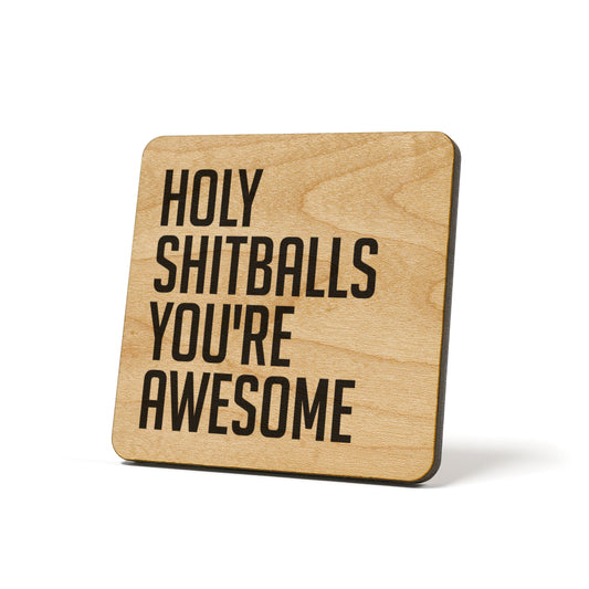 Holy Shitballs You're Awesome Quote Coaster