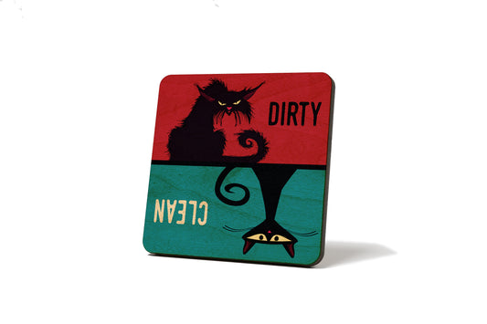 Black Cat Dirty Clean Dishwasher Magnet