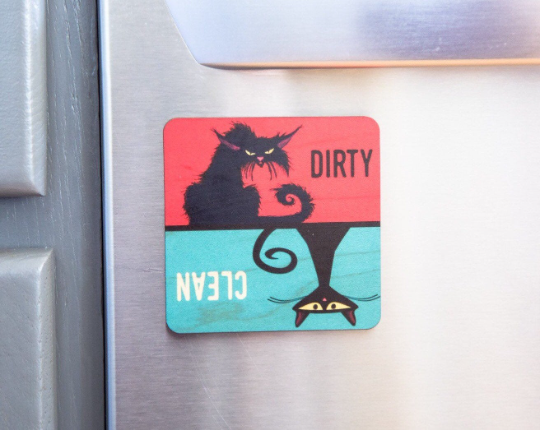 Black Cat Dirty  Clean Dishwasher Magnet