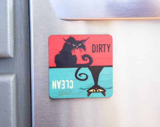 Black Cat Dirty Clean Dishwasher Magnet