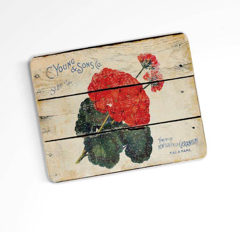 Vintage Red Flower Farm Cutting Board