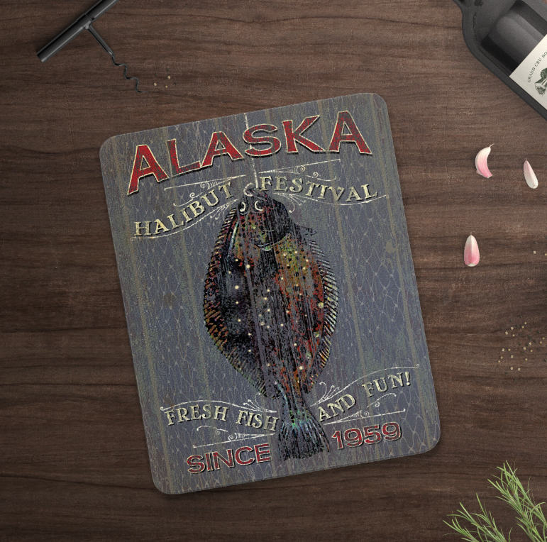 Alaska Halibut Festival Fish Cutting Board
