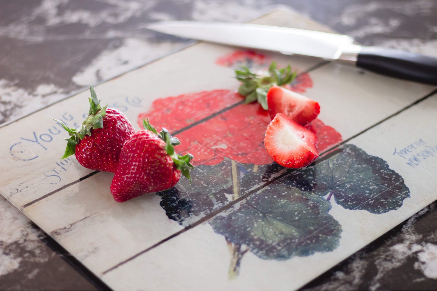 Vintage Red Flower Farm Cutting Board
