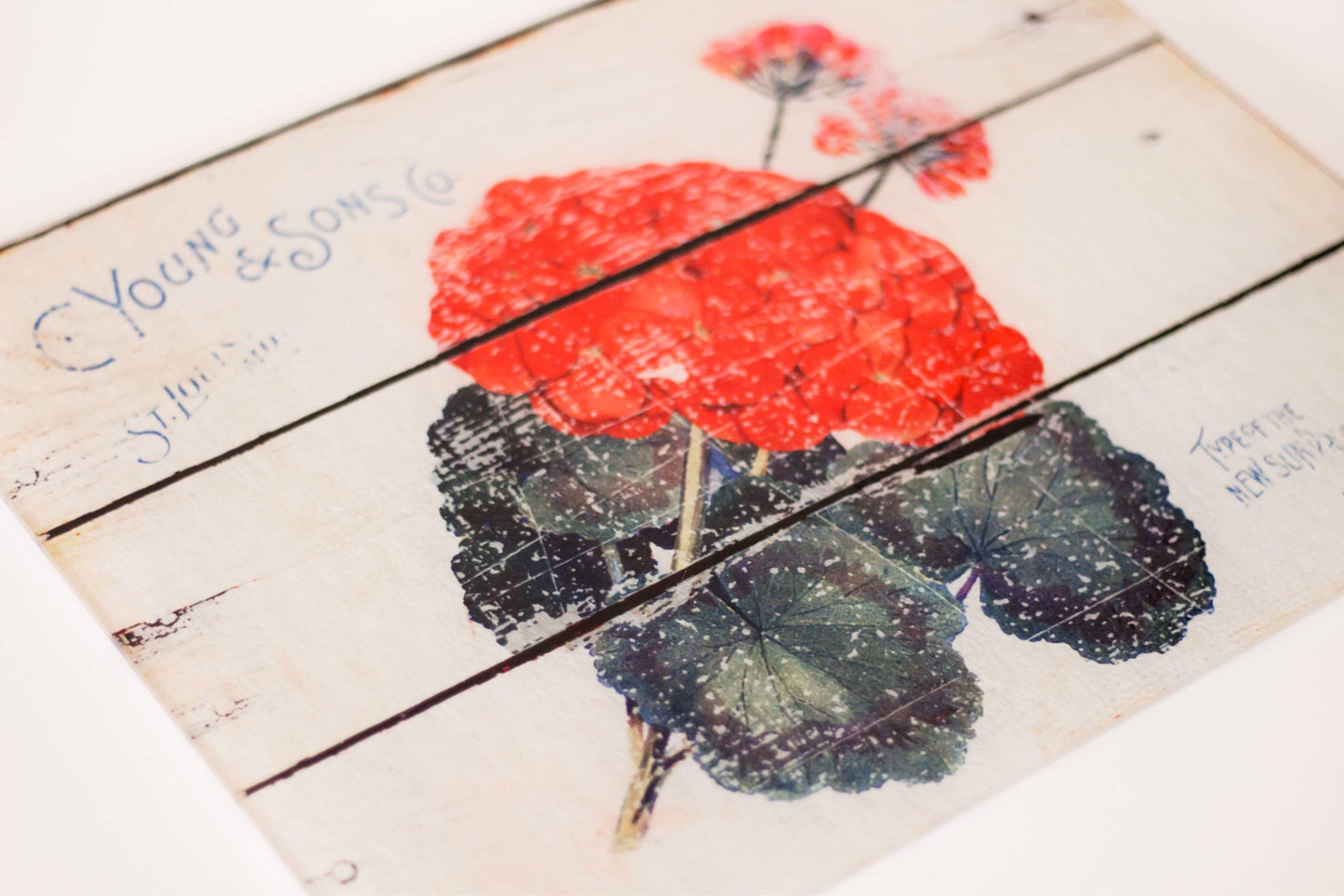 Vintage Red Flower Farm Cutting Board